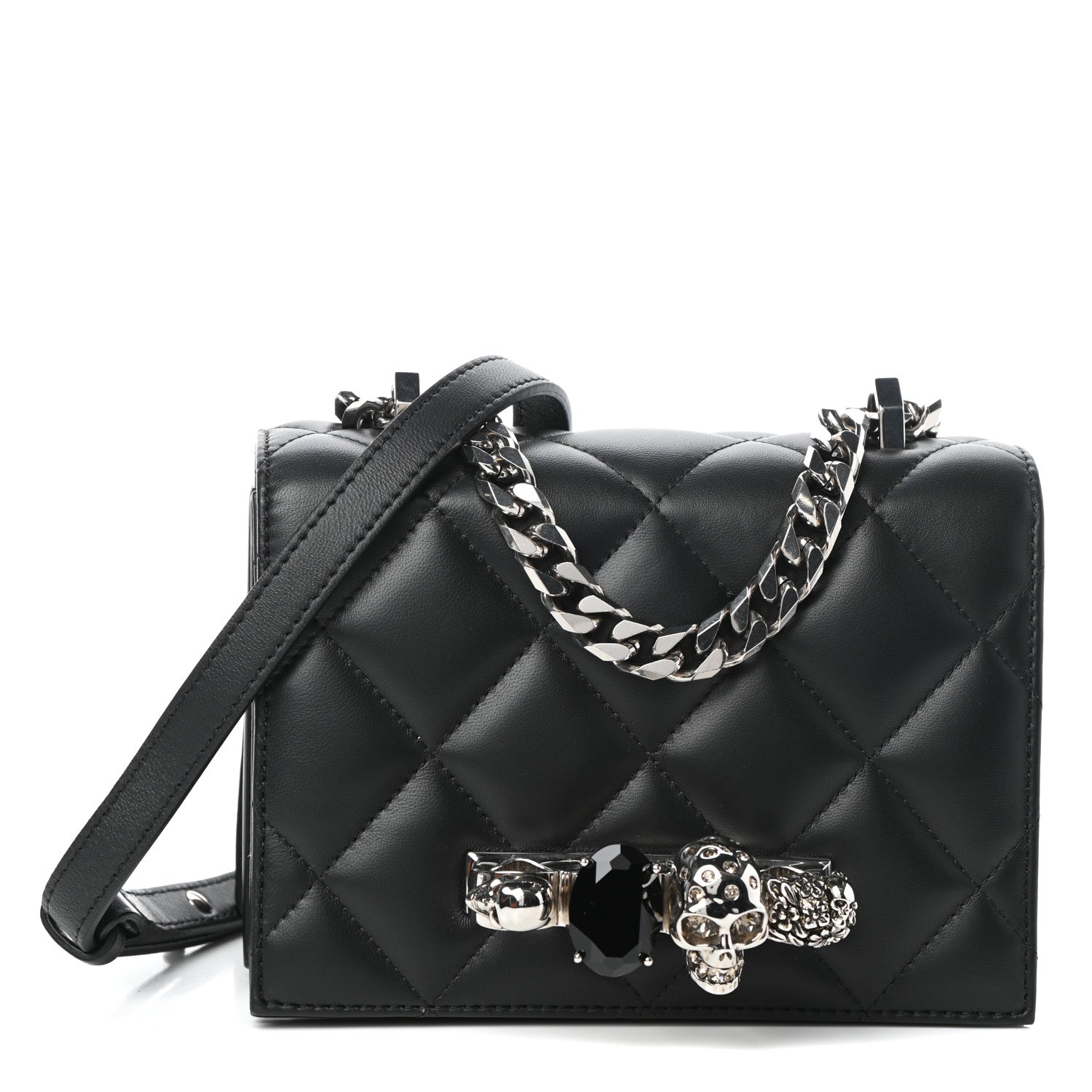 Alexander McQueen Lambskin Quilted Knuckle Shoulder Bag Black 1 of 9