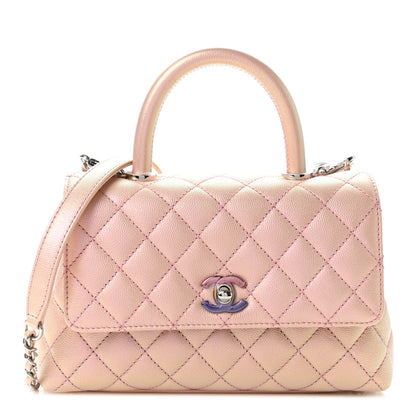 Chanel Iridescent Caviar Quilted Mini Coco Handle Flap Pink 1 of 9