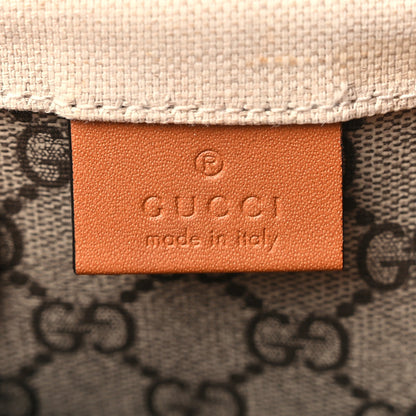 Gucci Canvas Calfskin Logo Print Medium Tote Bag Brown 6 of 11