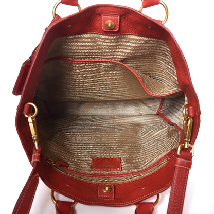 Prada Vitello Daino Tote Rosso 6 of 9