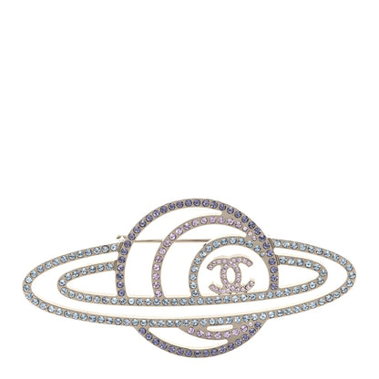 Chanel Crystal CC Planet Brooch Purple Light Blue Silver 1 of 3