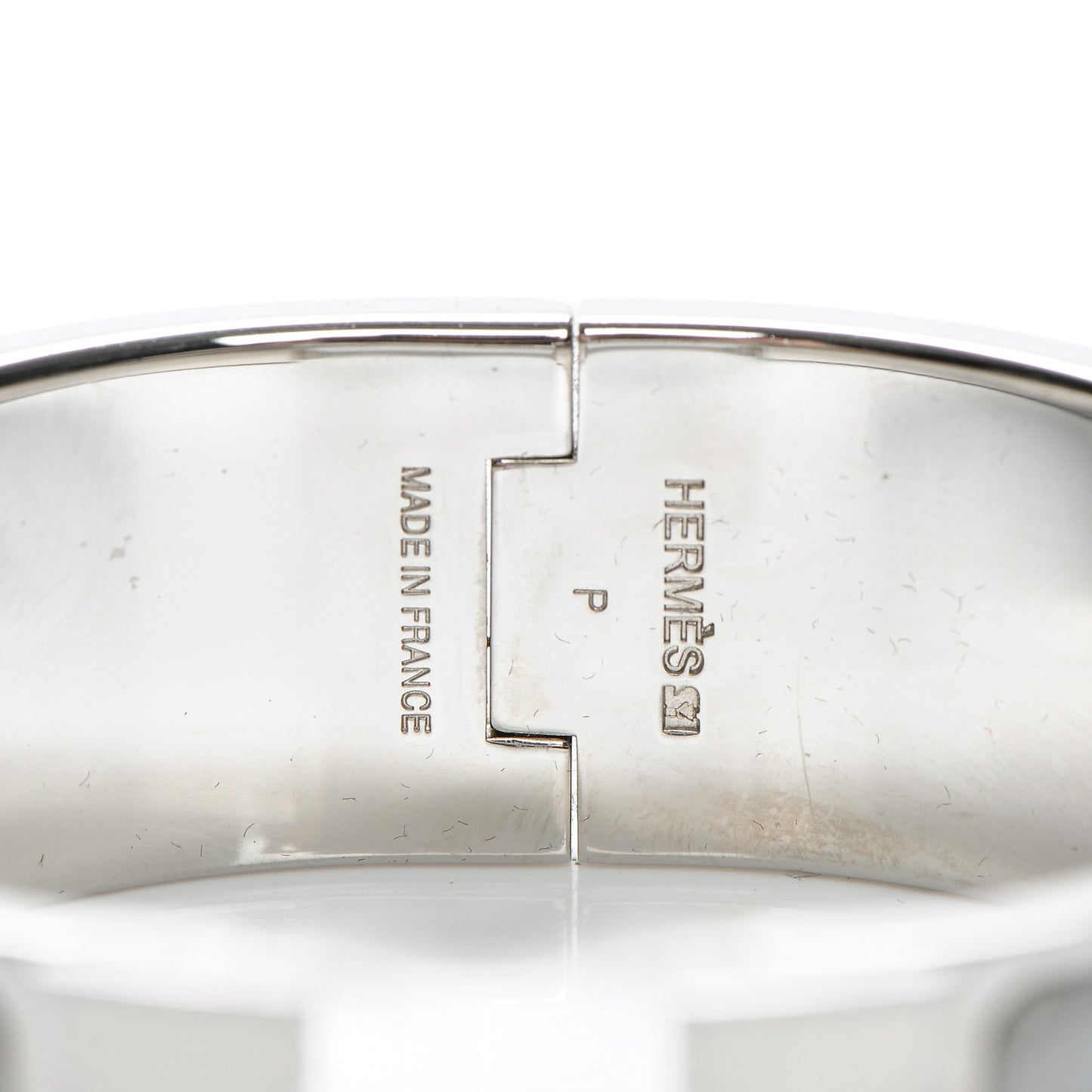 Enamel Wide Clic Clac H Bracelet PM Gris Clair White