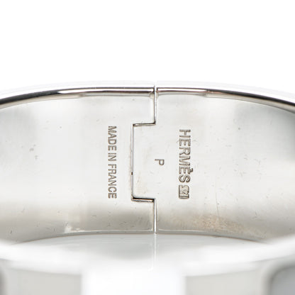 Hermes Enamel Wide Clic Clac H Bracelet PM Gris Clair White 4 of 4