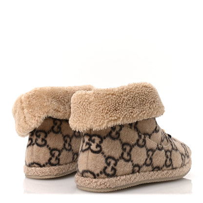 Gucci Covered Wool GG Monogram Mens Fria Horsebit Ankle Boots 9 Beige Ebony Butterscotch 5 of 7