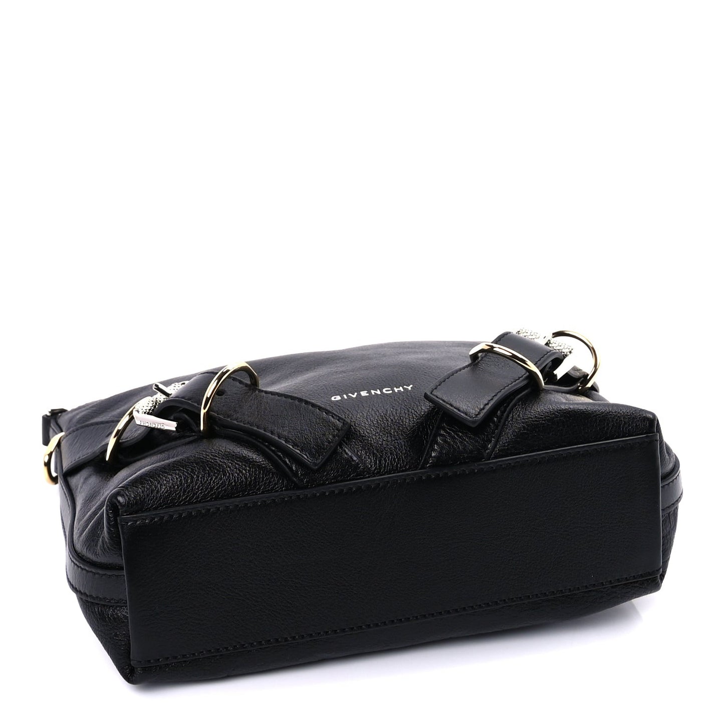 Crinkled Calfskin Small Voyou Bag Black