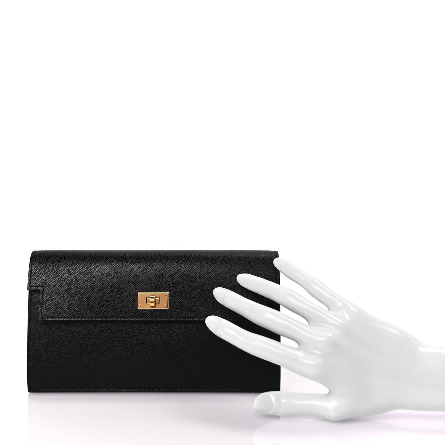 Madame Calfskin Kelly Pocket Long Wallet Black