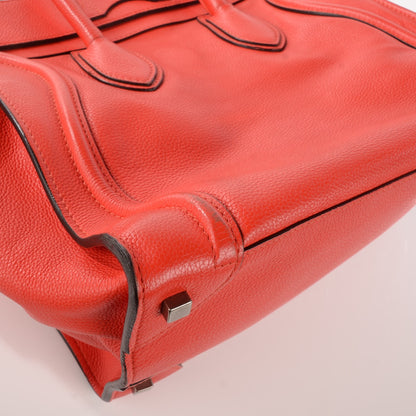 Celine Drummed Calfskin Mini Luggage Vermillion 8 of 14