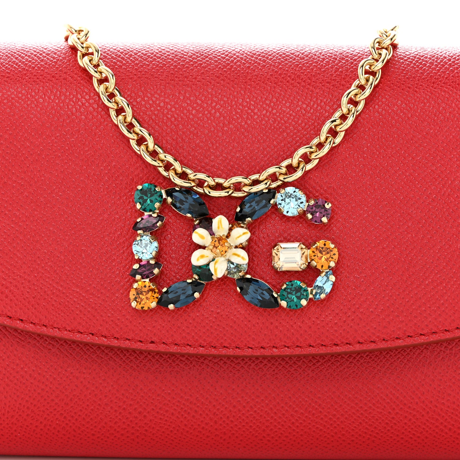 Dolce & Gabbana Dauphine Crystal Wallet On Chain Red 8 of 11