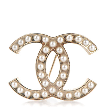Chanel Pearl CC Brooch Light Gold 1 of 4