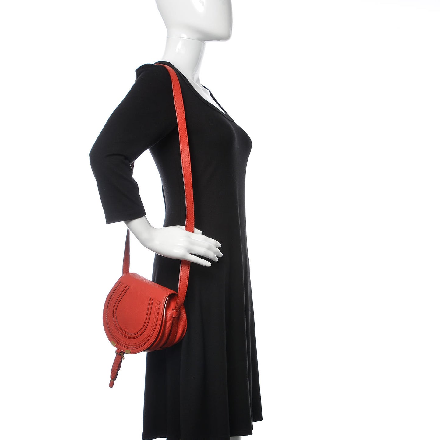Calfskin Mini Marcie Round Crossbody Bag Red