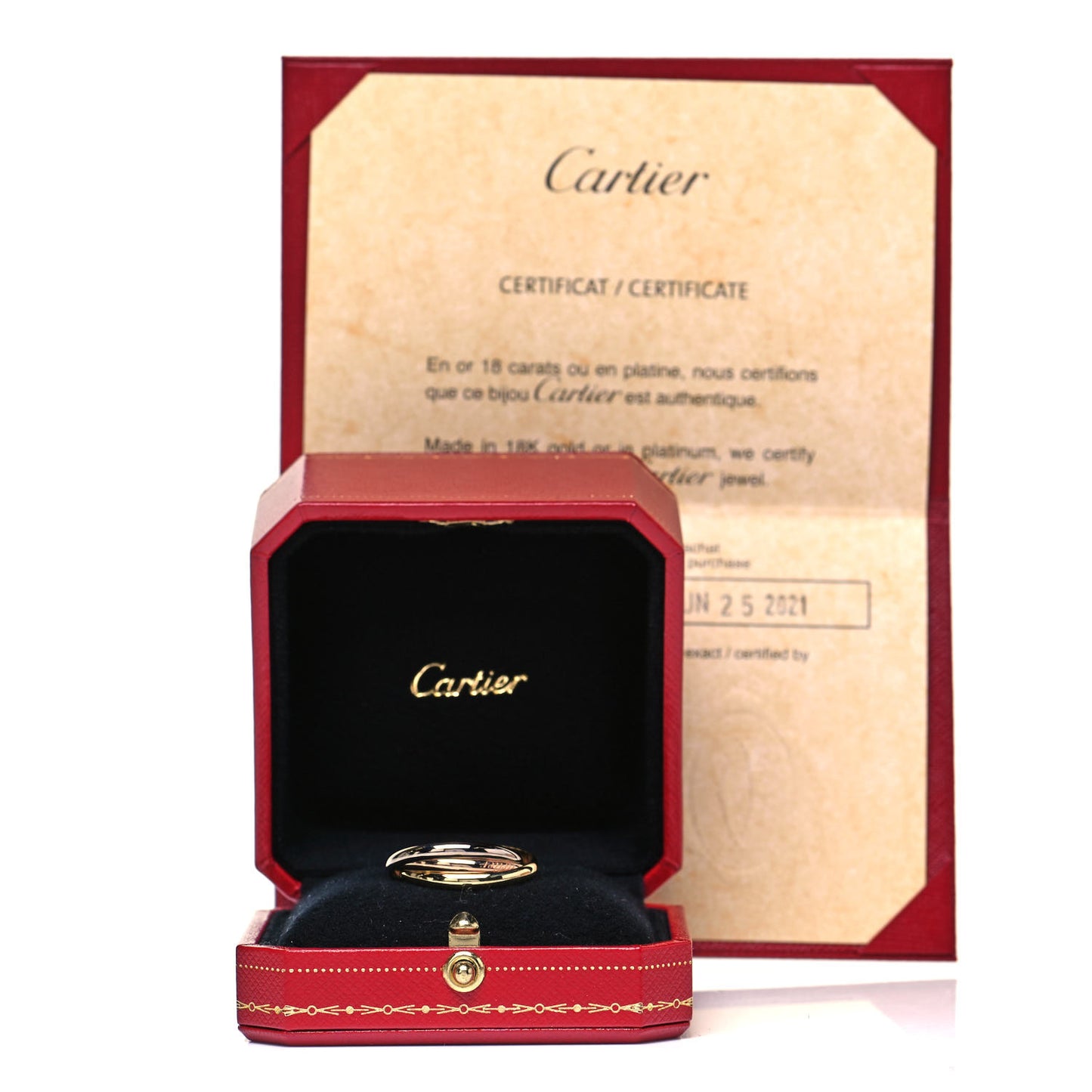 18K Pink Yellow White Gold Small Trinity Ring 62 10