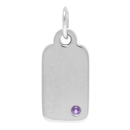 Tiffany 18K White Gold Amethyst Tag Charm Pendant 1 of 3