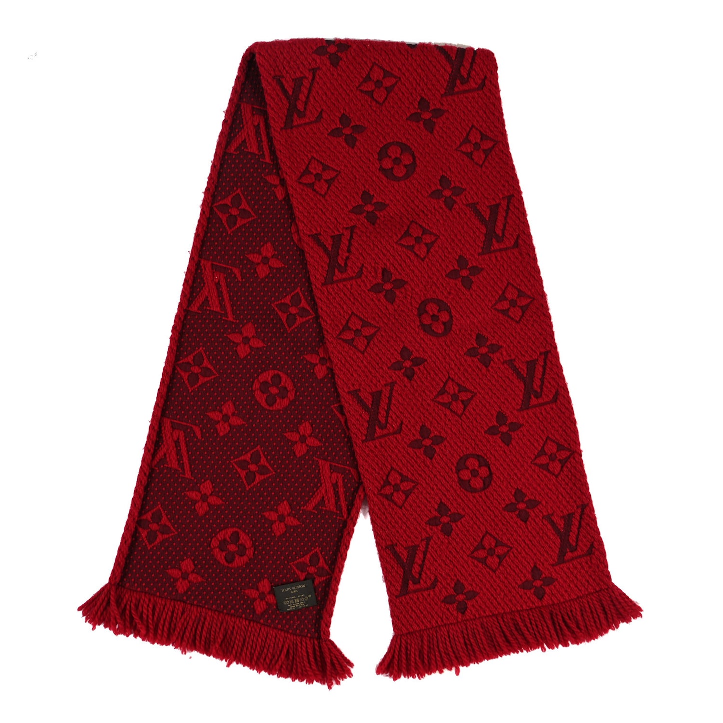 Wool Silk Logomania Scarf Rubis