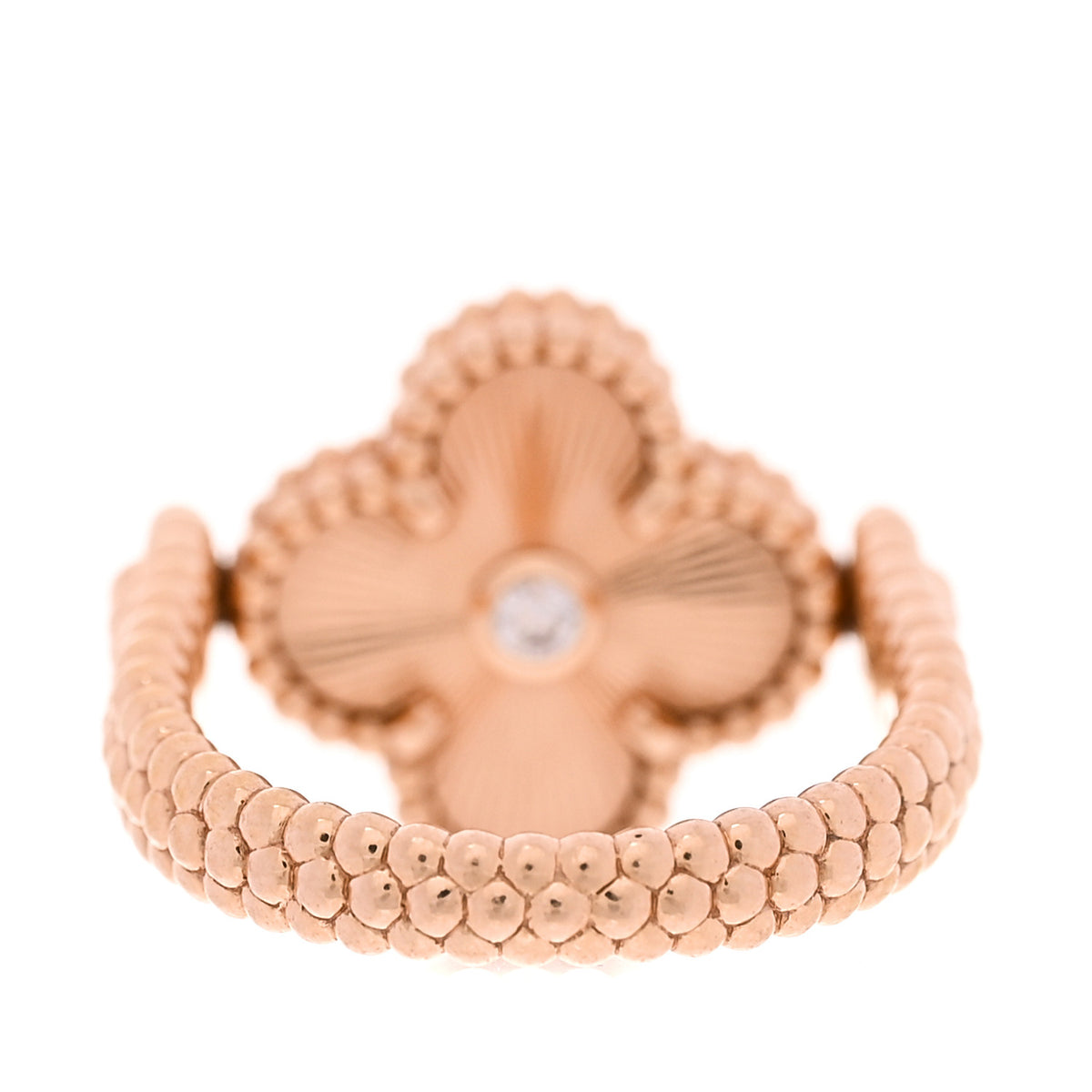 18K Rose Gold Diamond Carnelian Reversible Guilloche Vintage Alhambra Ring 52 6