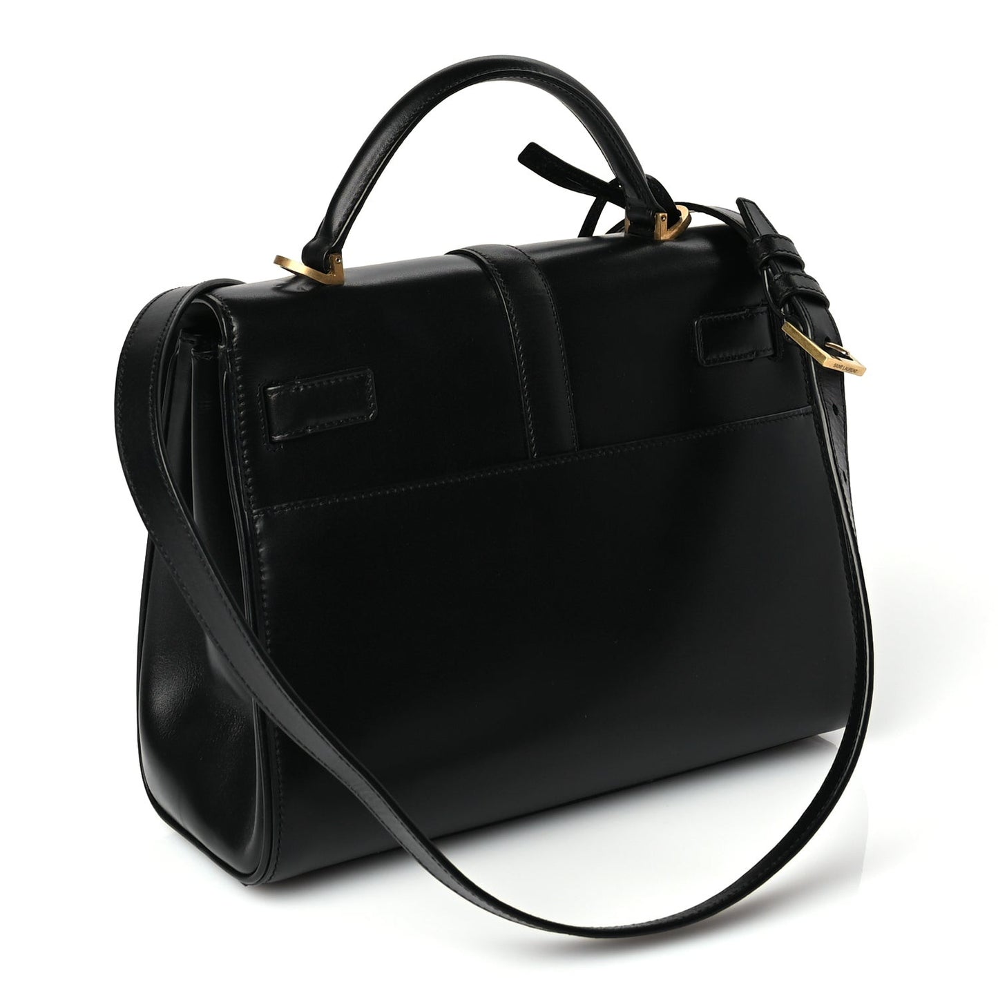 Shiny Calfskin Le Fermoir Top Handle Bag Black