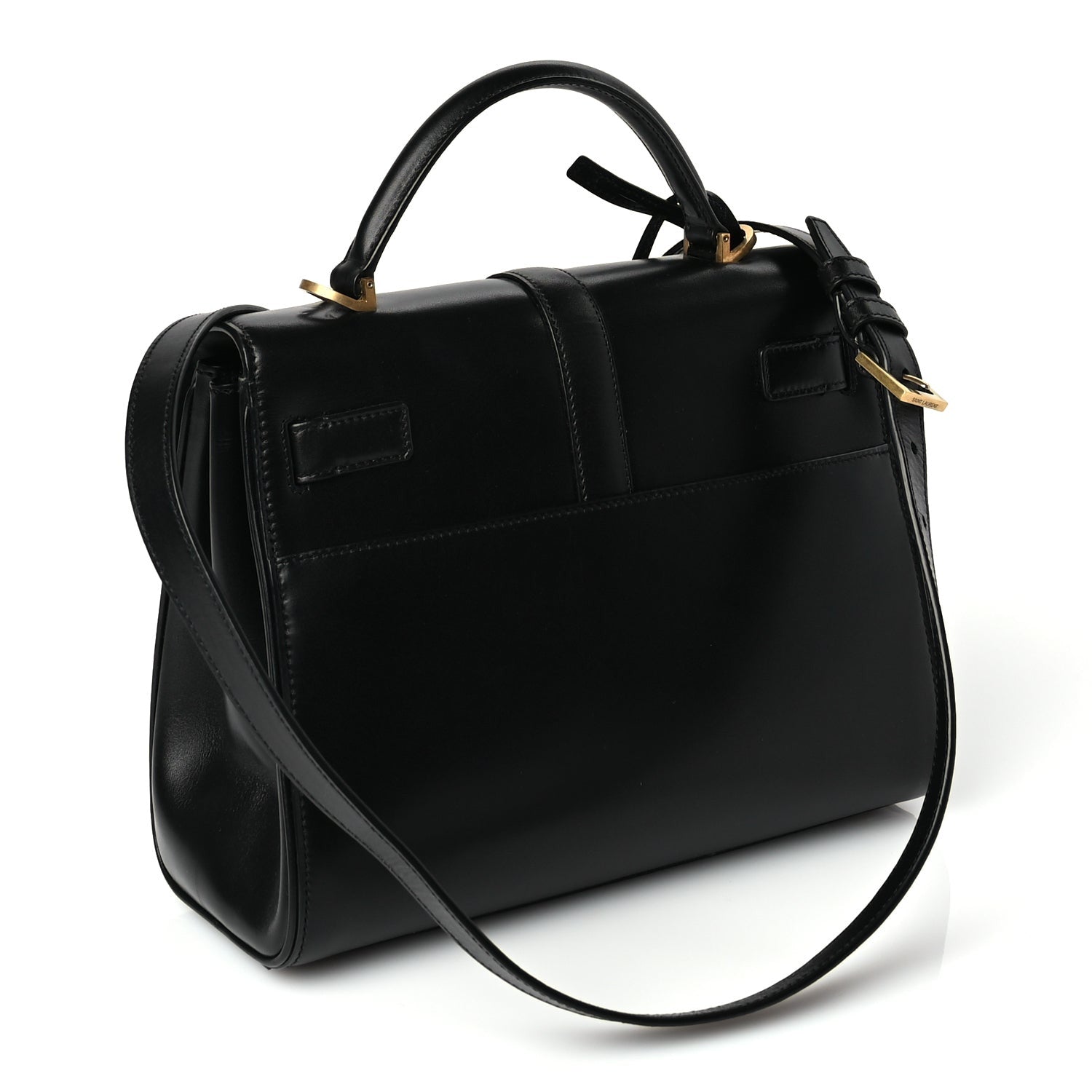 Saint Laurent Shiny Calfskin Le Fermoir Top Handle Bag Black 2 of 8