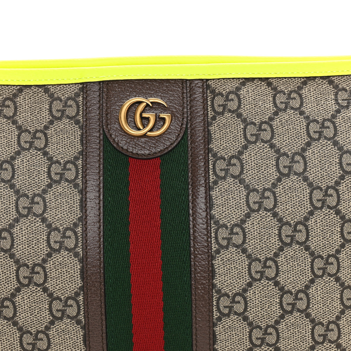 GG Supreme Monogram Web Ophidia Pouch Yellow
