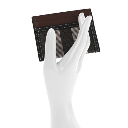 Burberry E-Canvas Calfskin Sandon Check Card Case Dark Birch 2 of 6