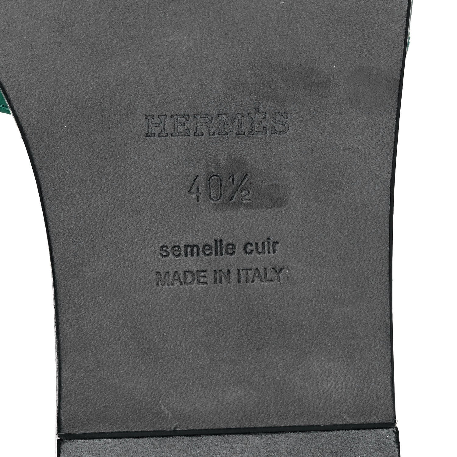 Hermes Epsom Oran Sandals 40.5 Vert Emeraude 6 of 18