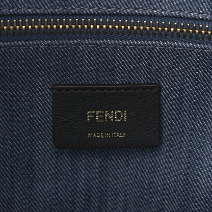 Fendi Denim Vitello King F is  FF Embroidered Summer Tote Myrtle Dark Nut 5 of 8