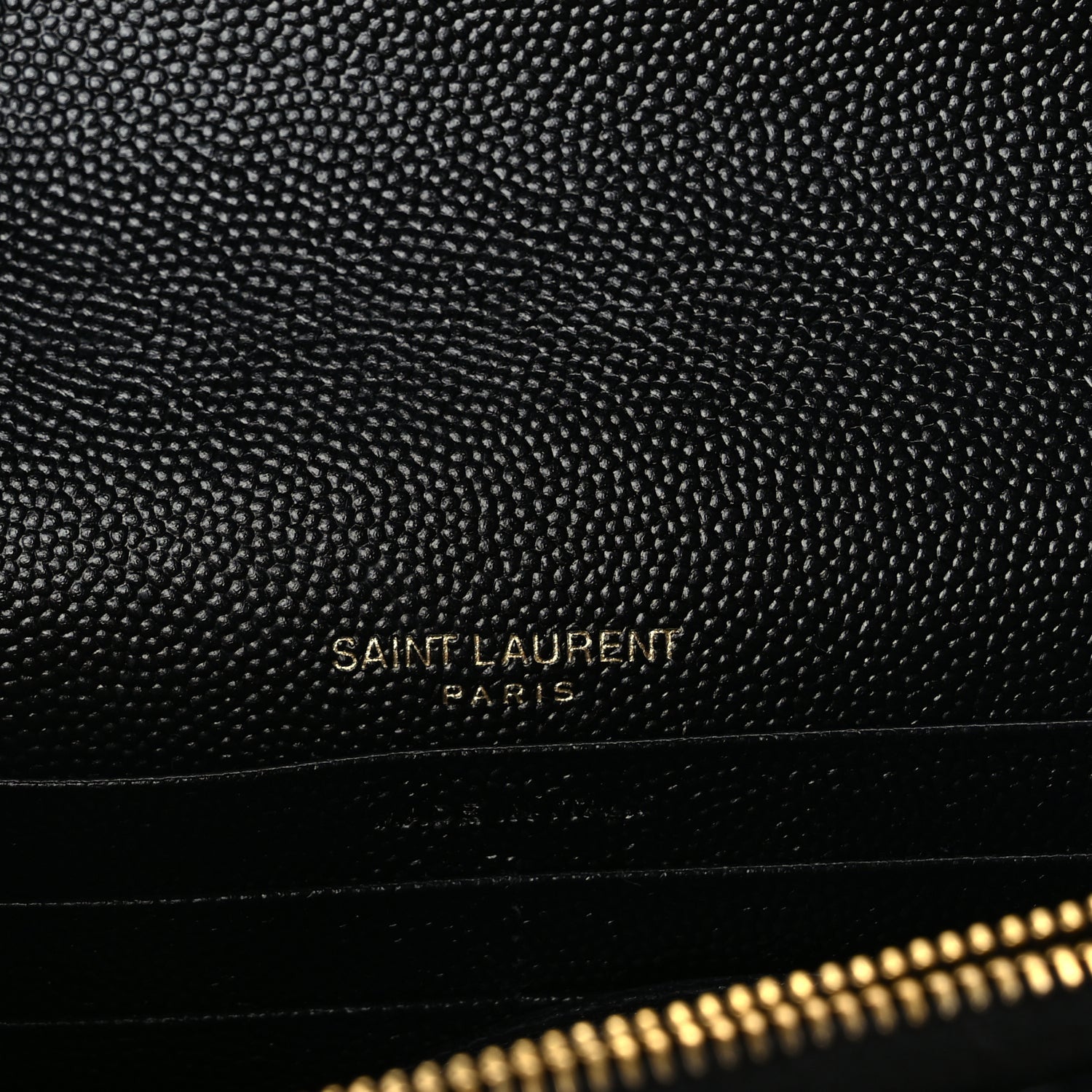 Saint Laurent Grain De Poudre Matelasse Chevron Monogram Envelope Chain Wallet Black 5 of 8