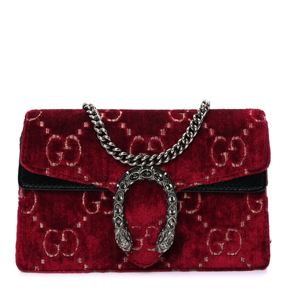 Gucci Velvet GG Monogram Super Mini Dionysus Shoulder Bag Red Cipria Black 1 of 8