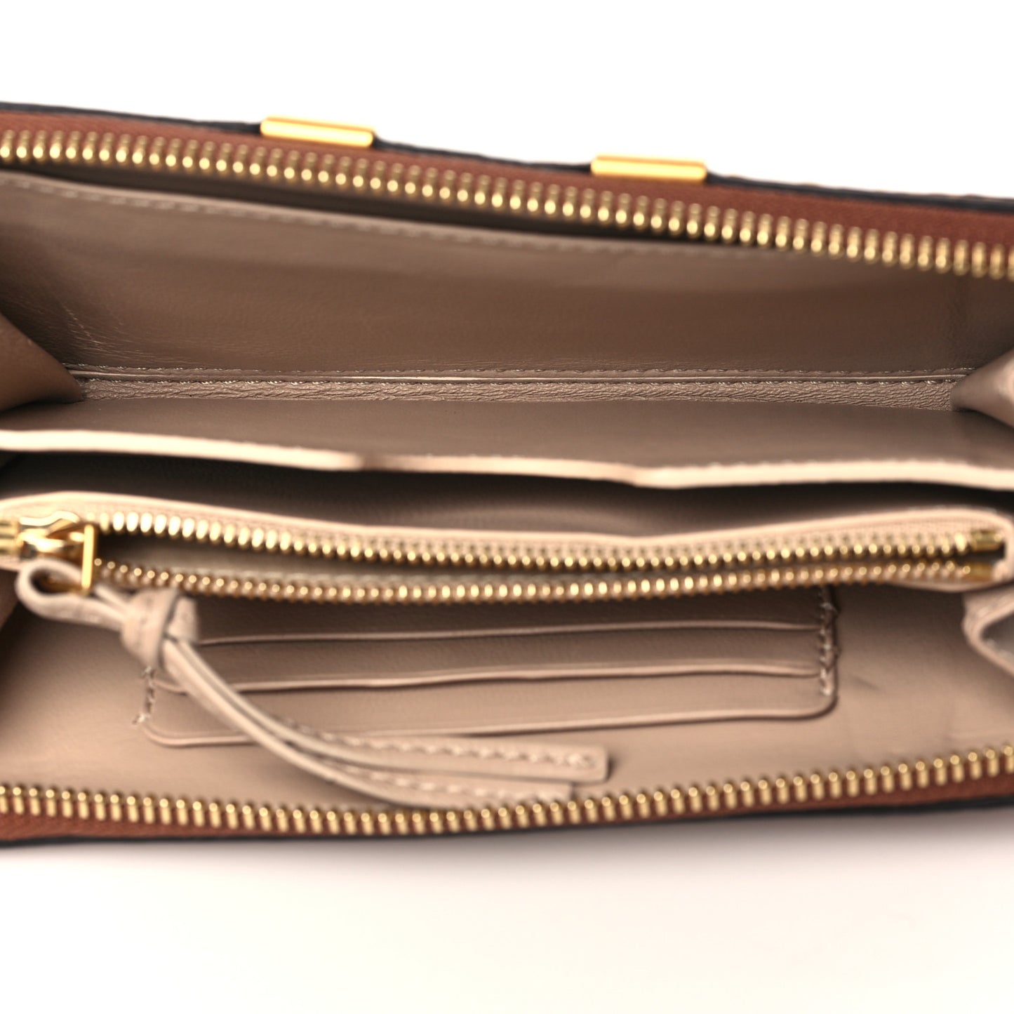Grained Calfskin Marcie Long Zip Around Wallet Tan