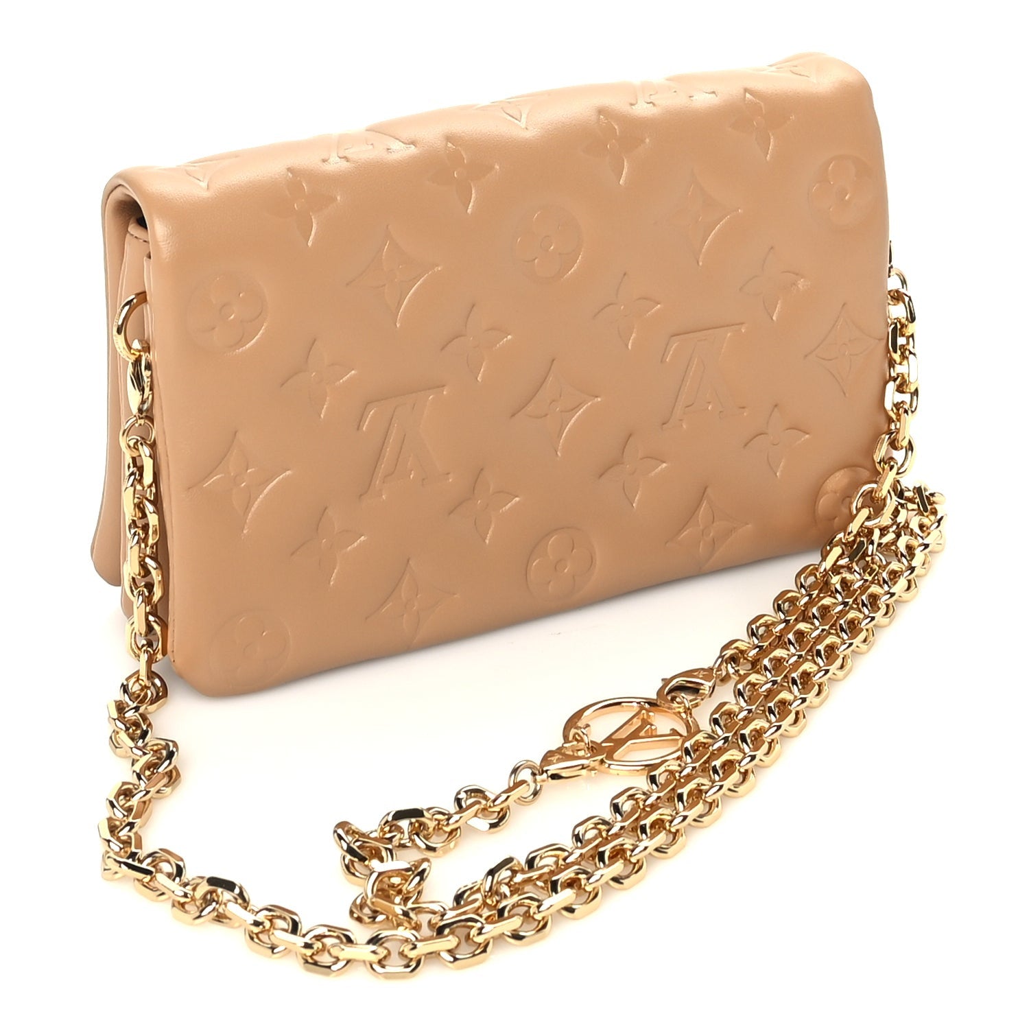 Louis Vuitton Lambskin Embossed Monogram Pochette Coussin Camel 2 of 8