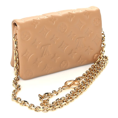 Louis Vuitton Lambskin Embossed Monogram Pochette Coussin Camel 2 of 8