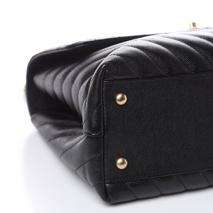 Chanel Caviar Chevron Quilted Medium Coco Handle Flap Black 8 of 11