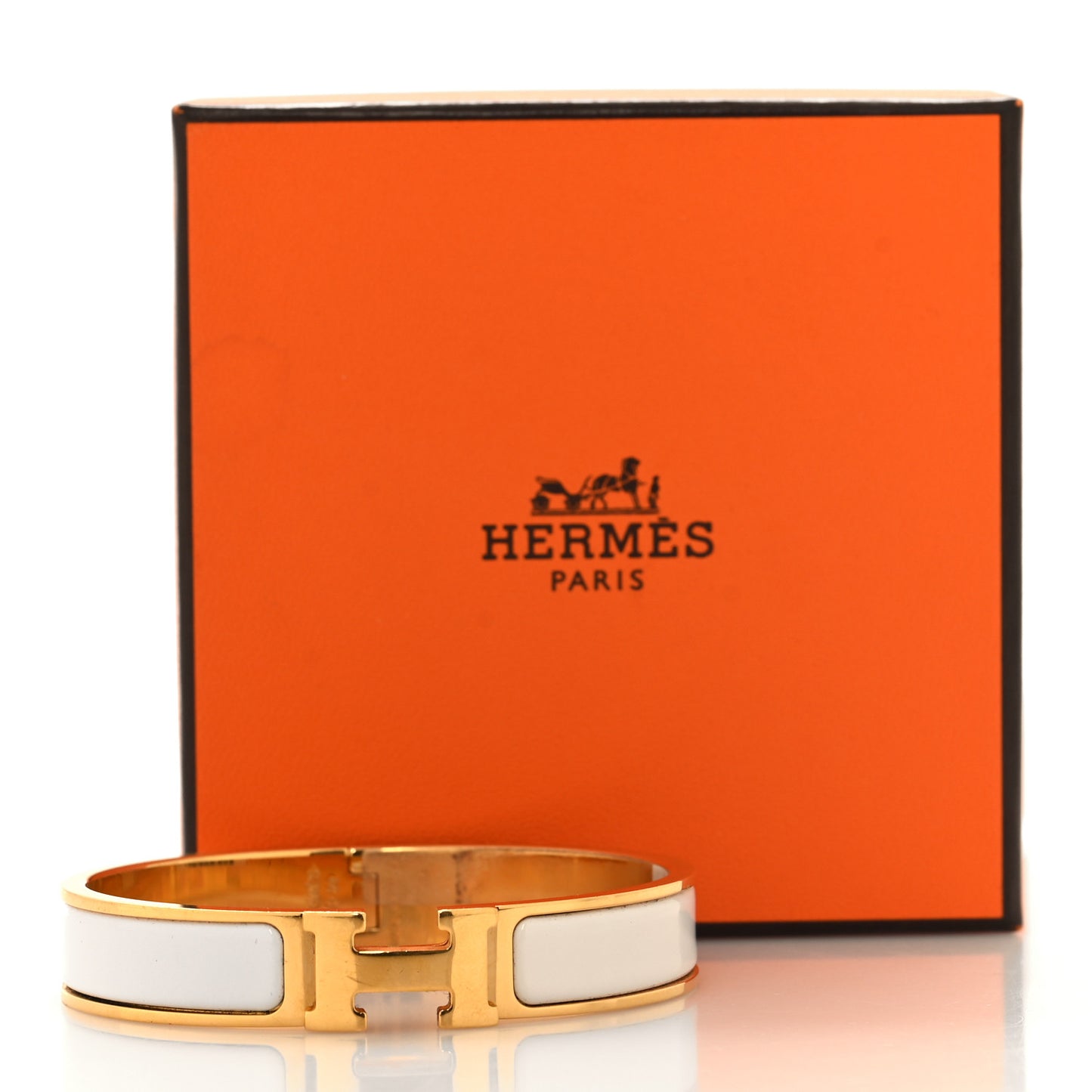 Enamel Narrow Clic Clac H Bracelet GM White