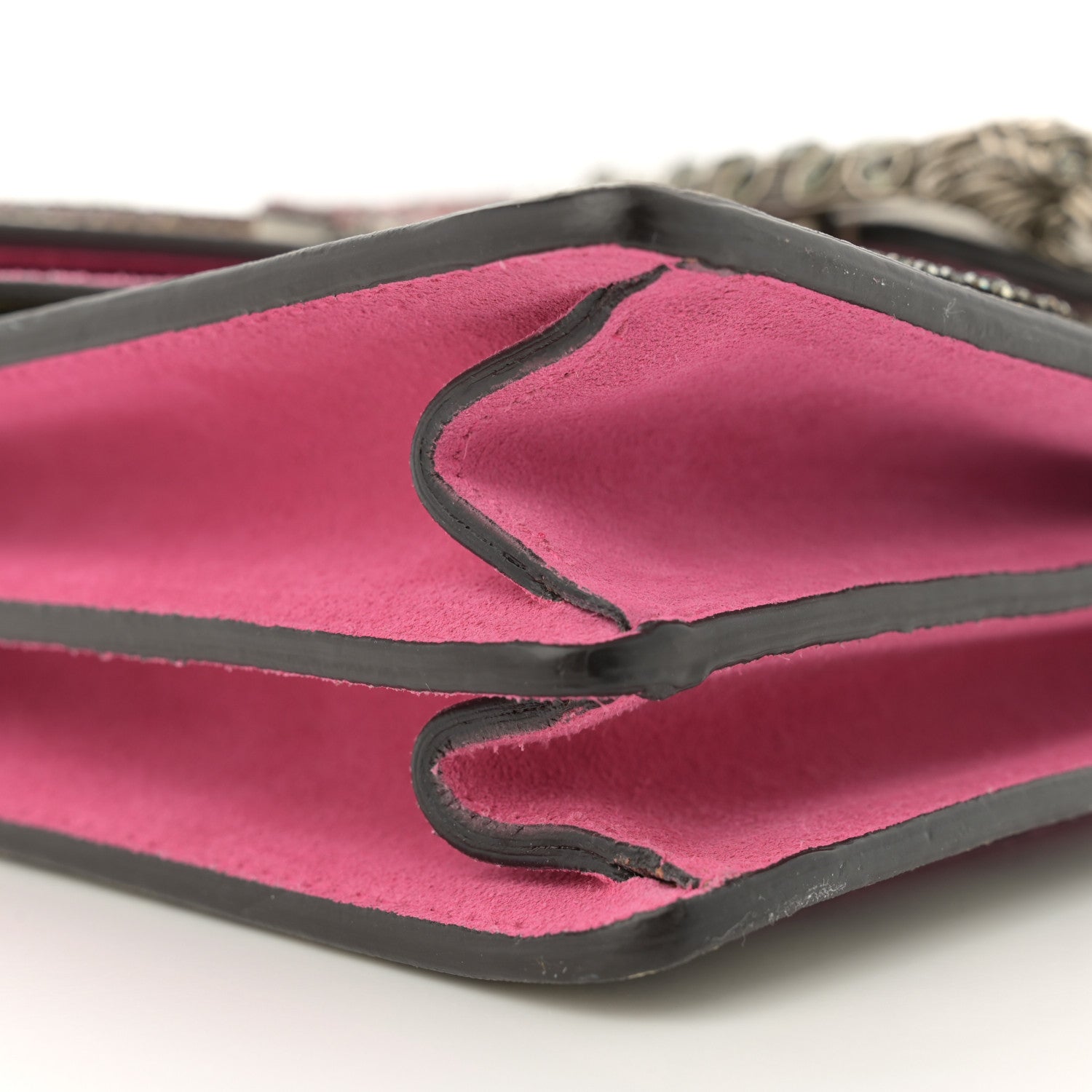 Gucci GG Supreme Monogram Suede Pierced Heart Embroidered Medium Dionysus Shoulder Bag Beige Ebony Pink Tropical Flower 10 of 16