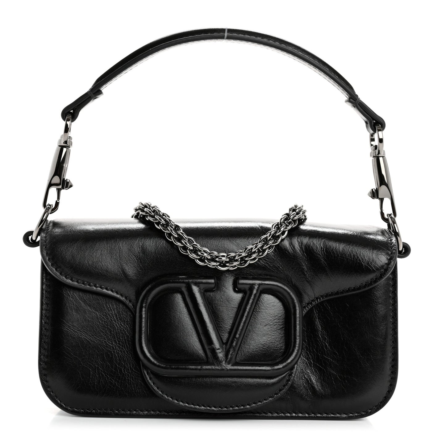 Calfskin Monochrome Vlogo Small Loco Shoulder Bag Black