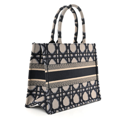 Christian Dior Canvas Macrocannage Embroidered Medium Book Tote Beige Blue 3 of 11