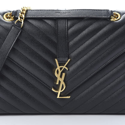 Saint Laurent Grain De Poudre Matelasse Chevron Medium Monogram Satchel Black 7 of 9