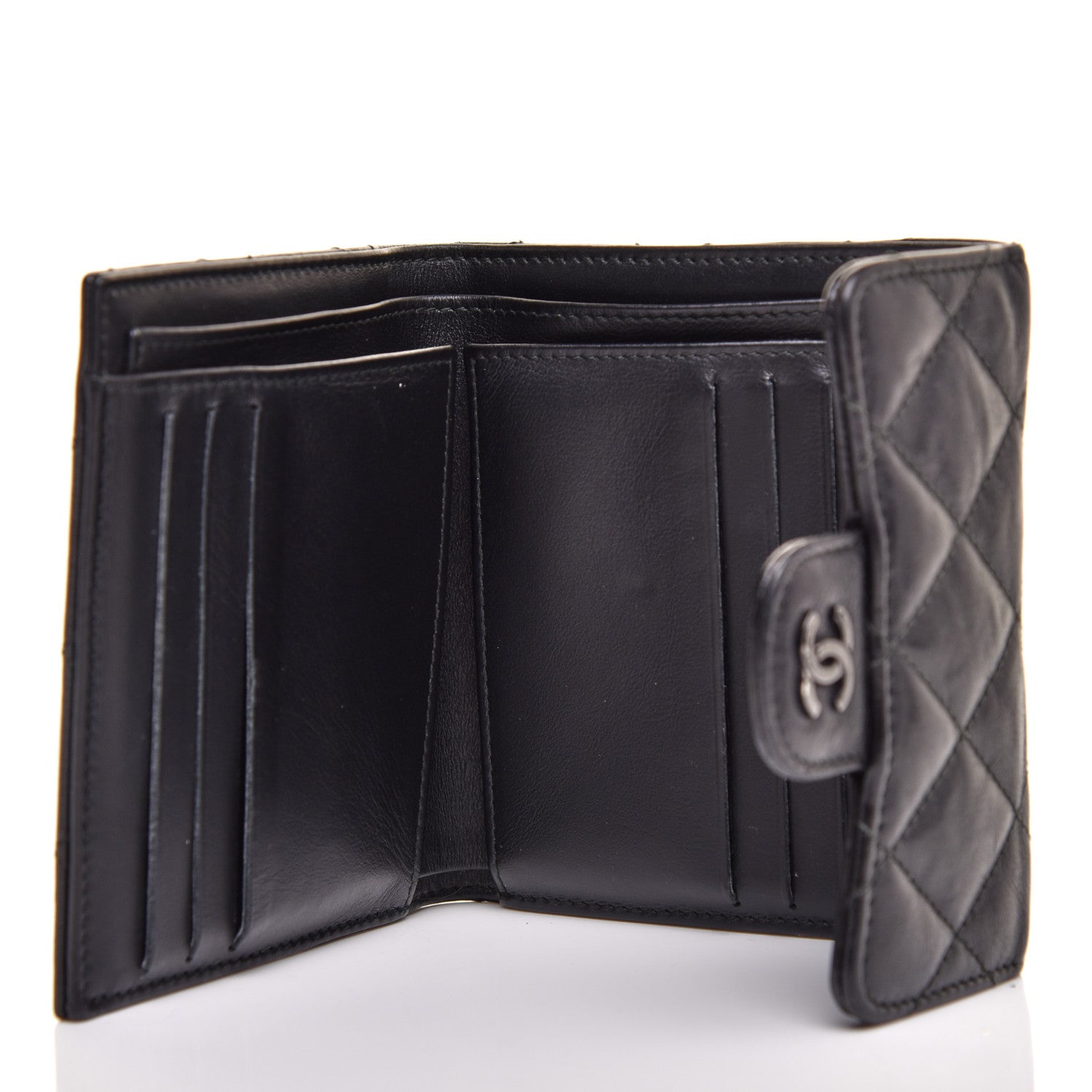 Chanel Calfskin Quilted Compact Flap Wallet So Black 5 of 10