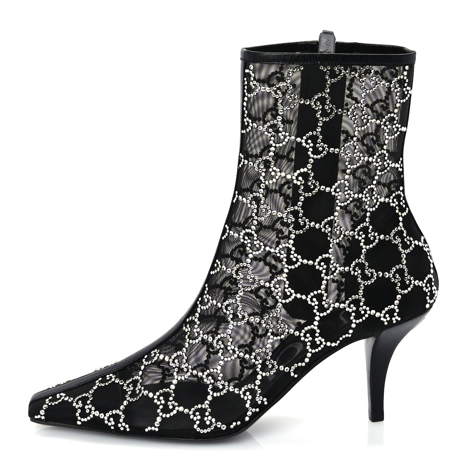 Gucci Tela Retino Kid Scamosciato Crystal GG Monogram Square Demi Boot 37 Black 1 of 7