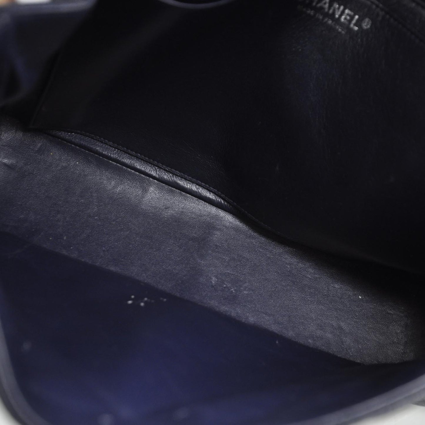 Caviar Jumbo Single Flap Navy Blue