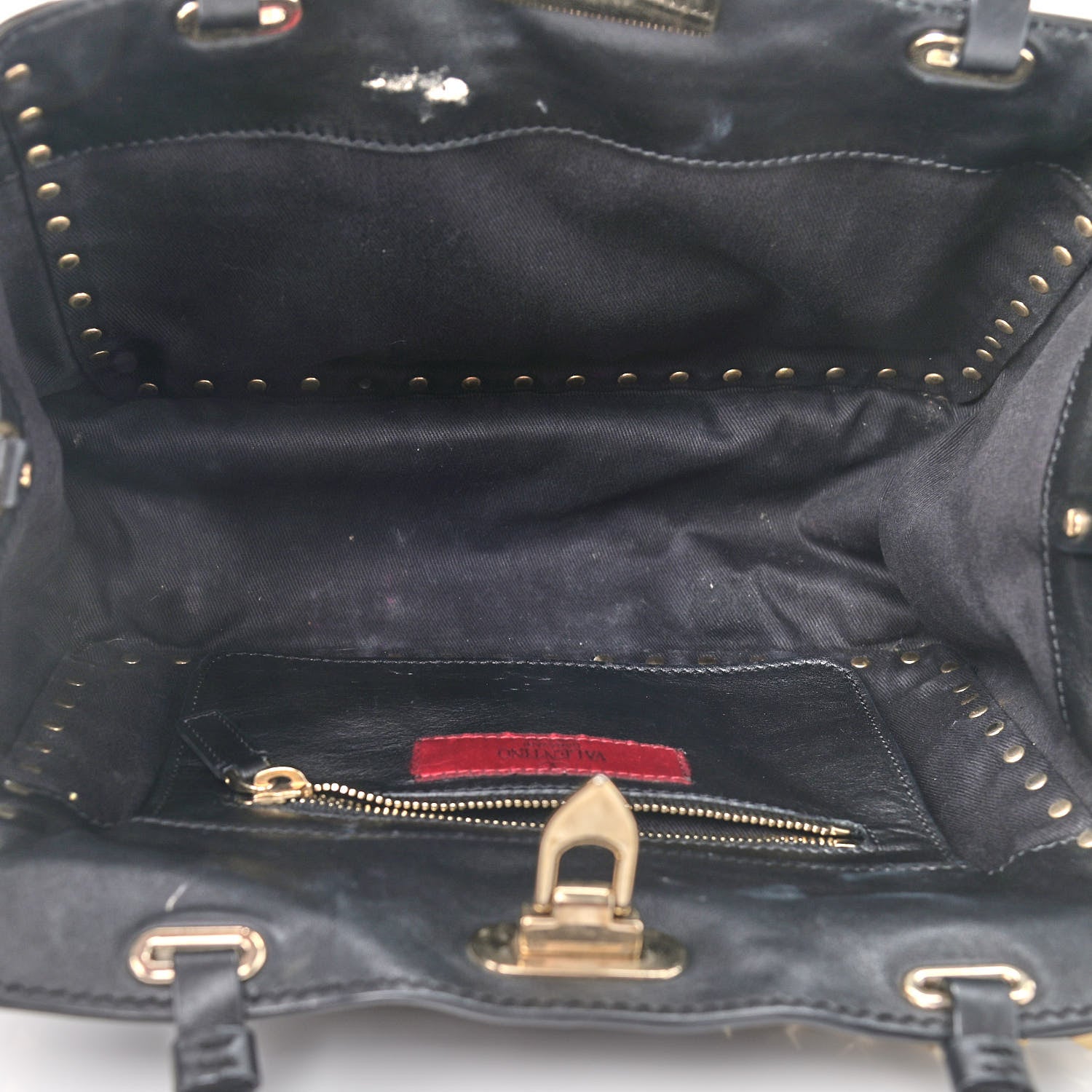 Valentino Garavani Vitello Small Rockstud Tote Black 5 of 10