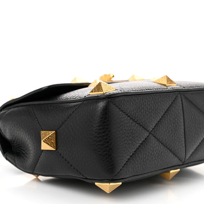 Valentino Garavani Grained Calfskin Medium Roman Stud Shoulder Bag Black 8 of 9