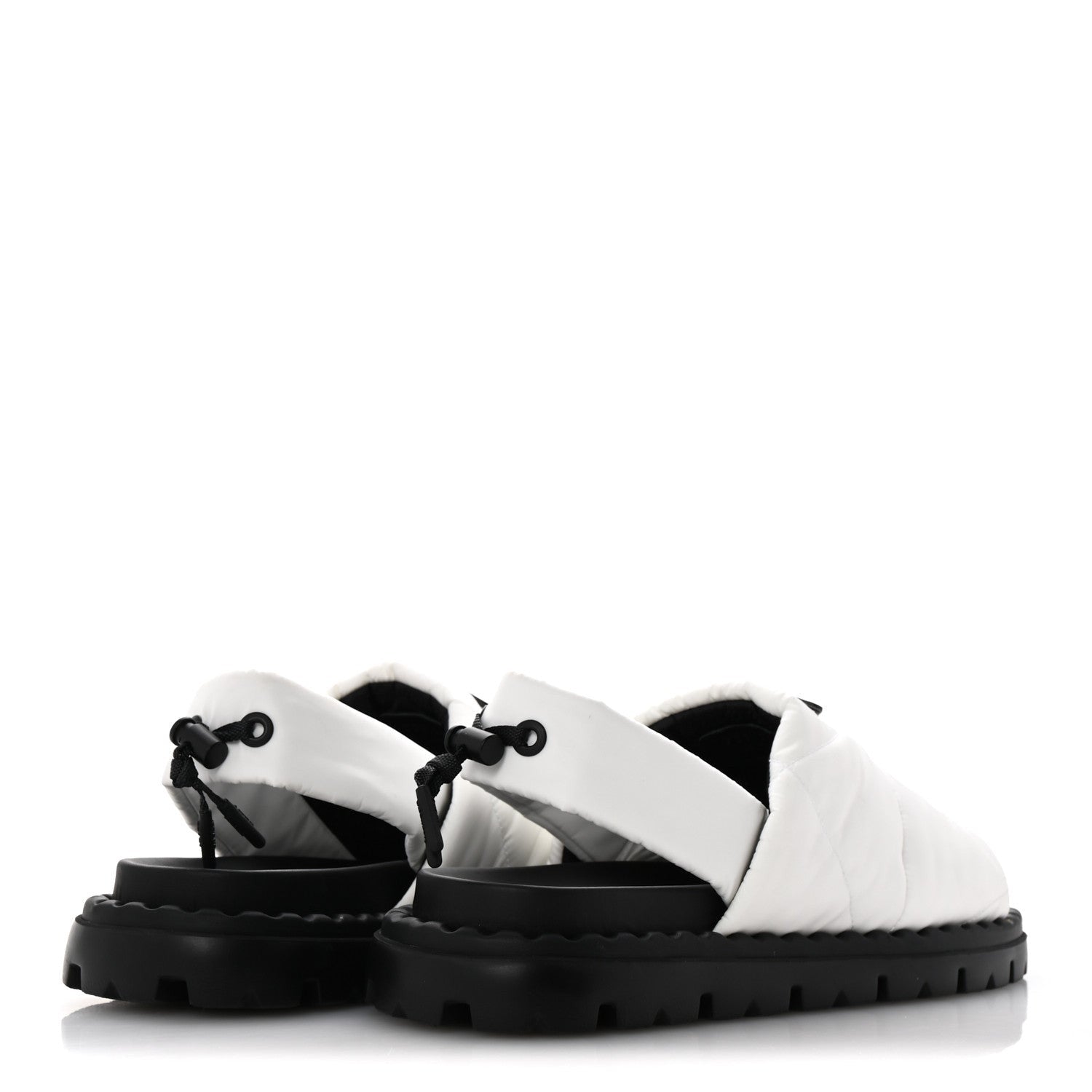 Prada Nylon Triangle Logo Padded Slingback Sandals 38 White 5 of 7