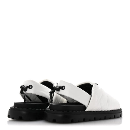 Prada Nylon Triangle Logo Padded Slingback Sandals 38 White 5 of 7