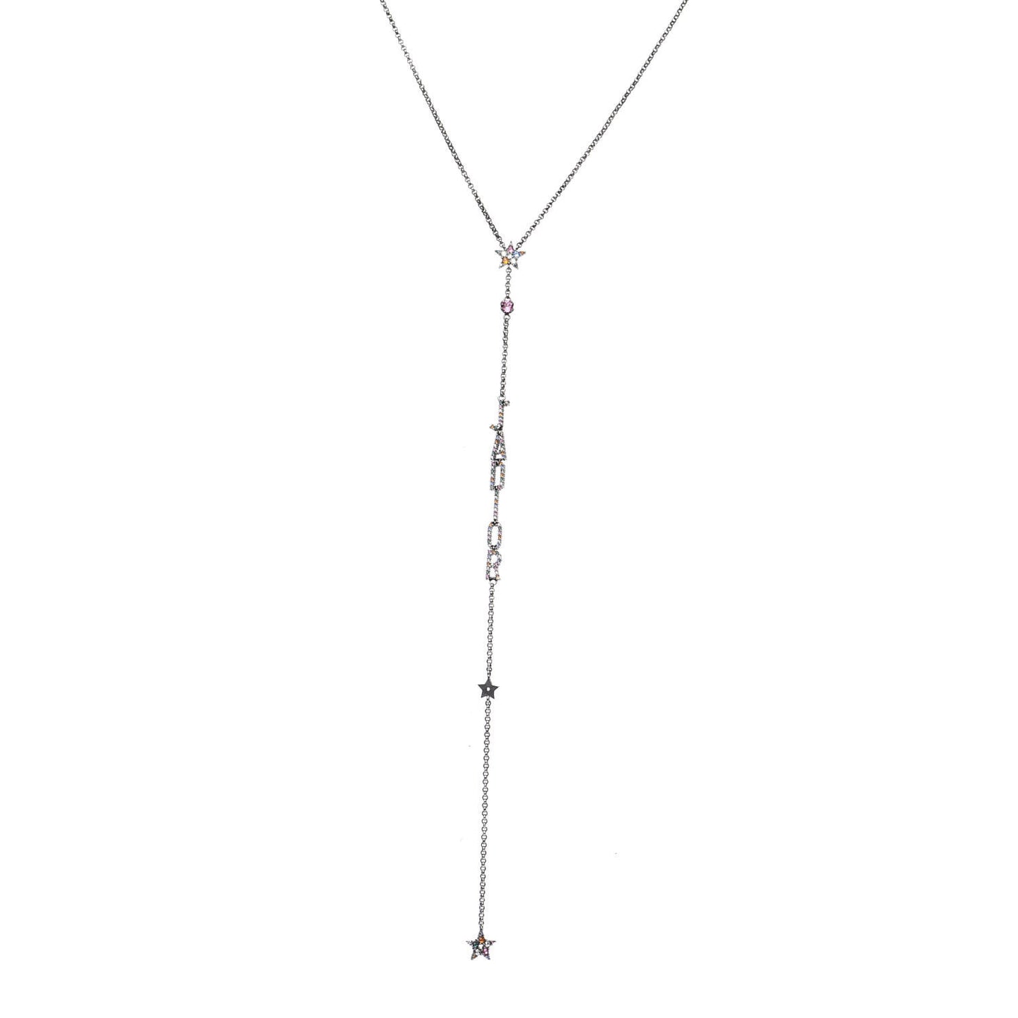 Crystal J'Adior Long Necklace Ruthenium Multicolor