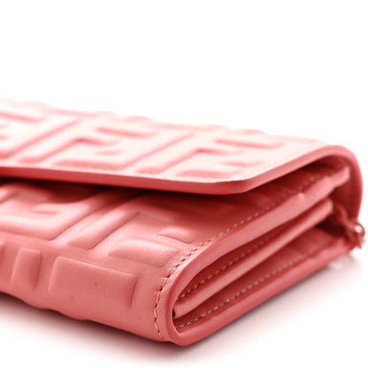 Fendi Nappa FF Embossed Continental Wallet On Chain Pink 10 of 10
