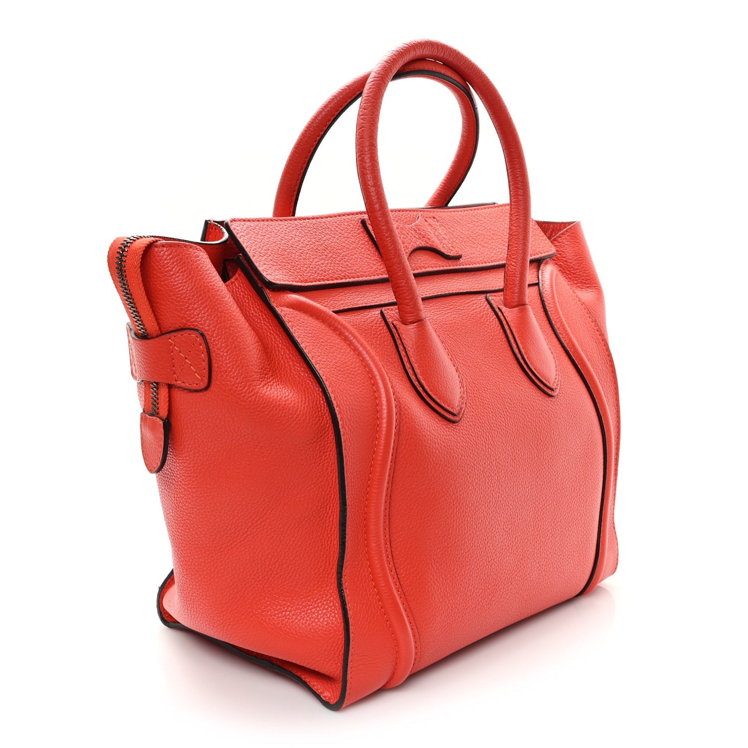 Celine Drummed Calfskin Mini Luggage Coquelicot 3 of 7