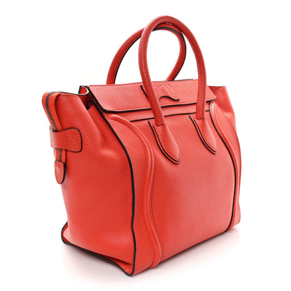 Celine Drummed Calfskin Mini Luggage Coquelicot 3 of 7
