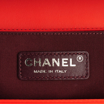 Chanel Wrinkled Lambskin Chevron Quilted Medium Boy Flap Orange 6 of 7