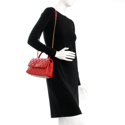 Chanel Caviar Quilted Mini Coco Handle Flap Red 2 of 8