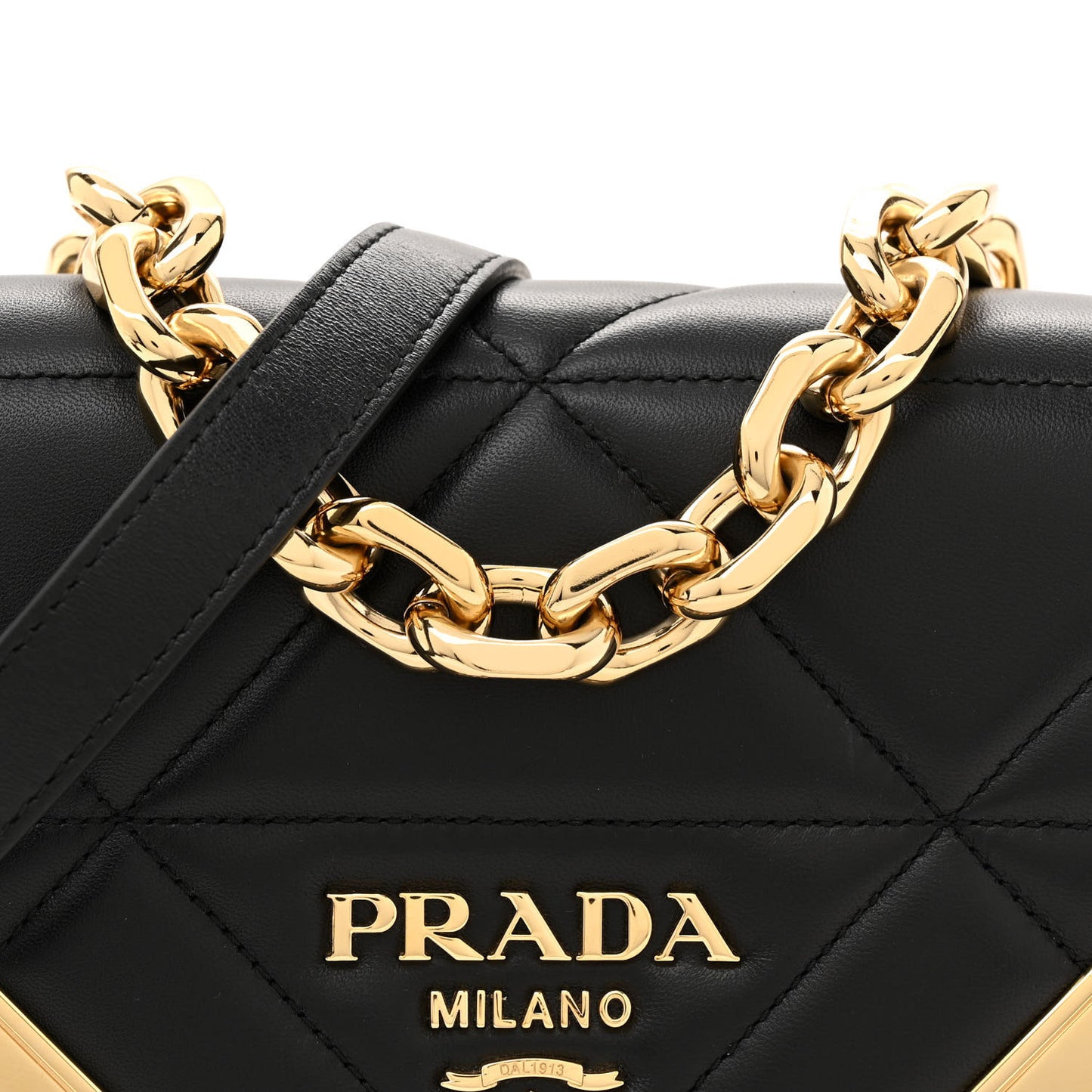 Nappa Triangle Quilted Metal Shoulder Bag Black