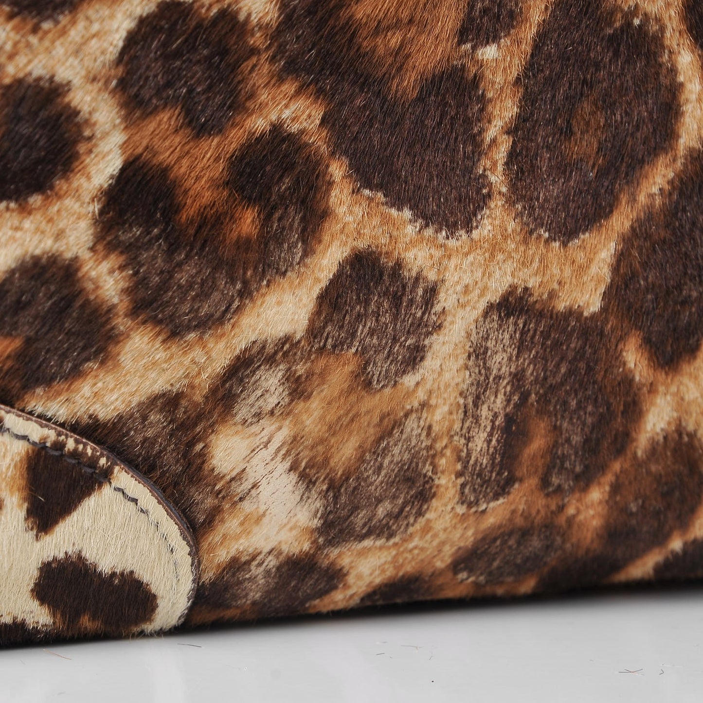 Calf Hair Leopard Print Shoulder Bag Avorio
